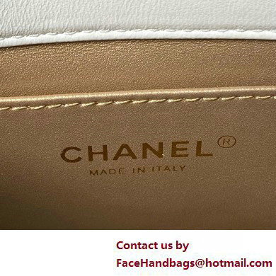 CHANEL Shiny Lambskin, Imitation Pearls  &  Gold-Tone Metal Mini Flap Bag AS4986 white 2025